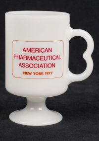 American Pharmaceutical Assoc. New York 1977 Novafed Milk Glass Coffee Mug